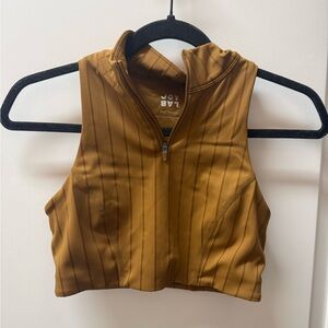 JoyLab Brown Zip-Up Crop Top